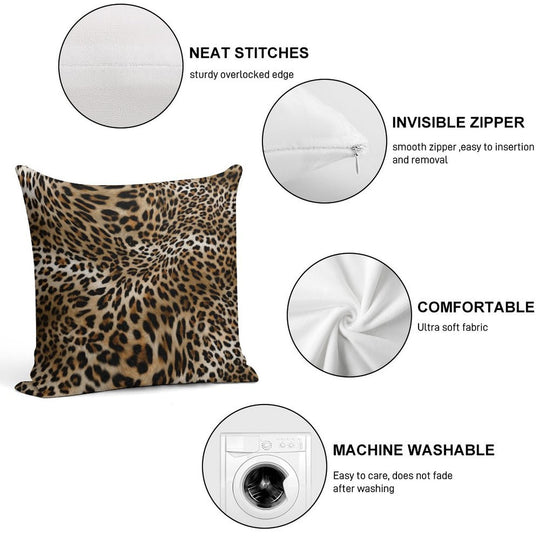 Leopard Pattern Soft Washable Throw Pillow