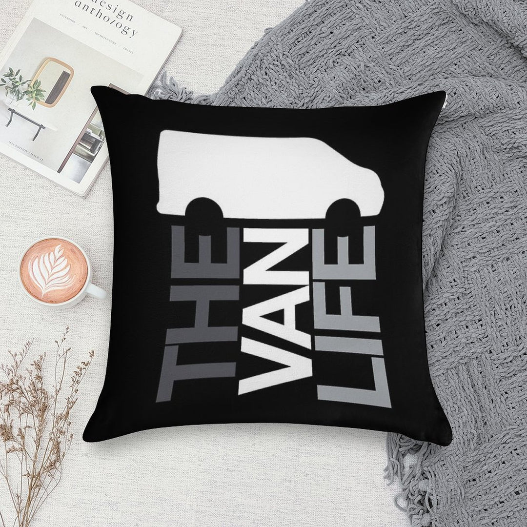 The Van Life Logo  Greyscale Soft Easy Maintenance Throw Pillow