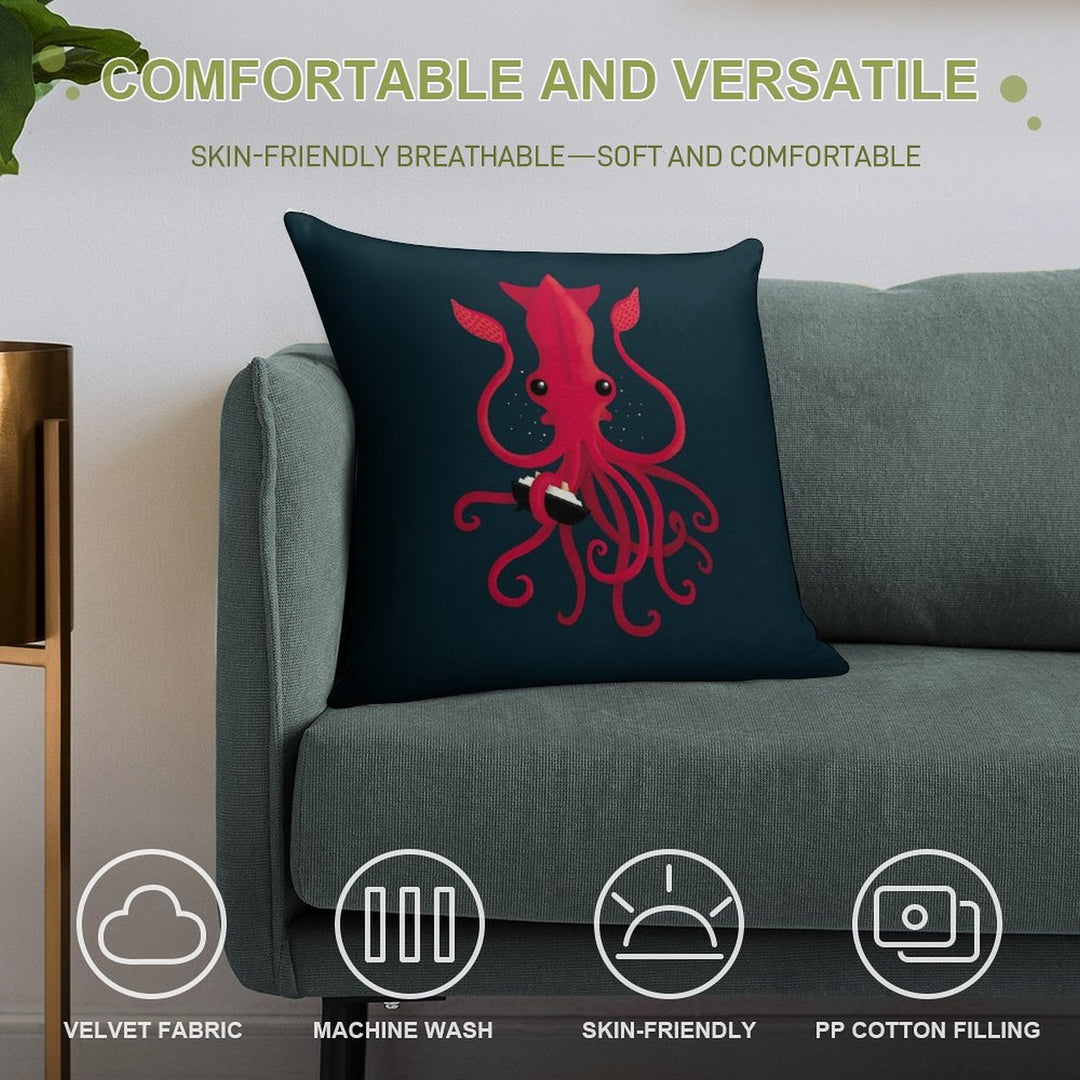 Kraken Attaken Soft Washable Throw Pillow