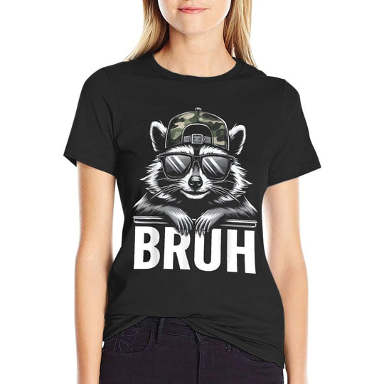 Bruh Raccoon Trash Racoon Camo Hat Youthns Kids Slang  Graphic-printed T-Shirt