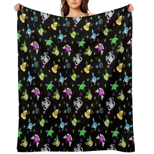 Shiny Eeveelution Type Pattern Velvety-soft Throw Blanket