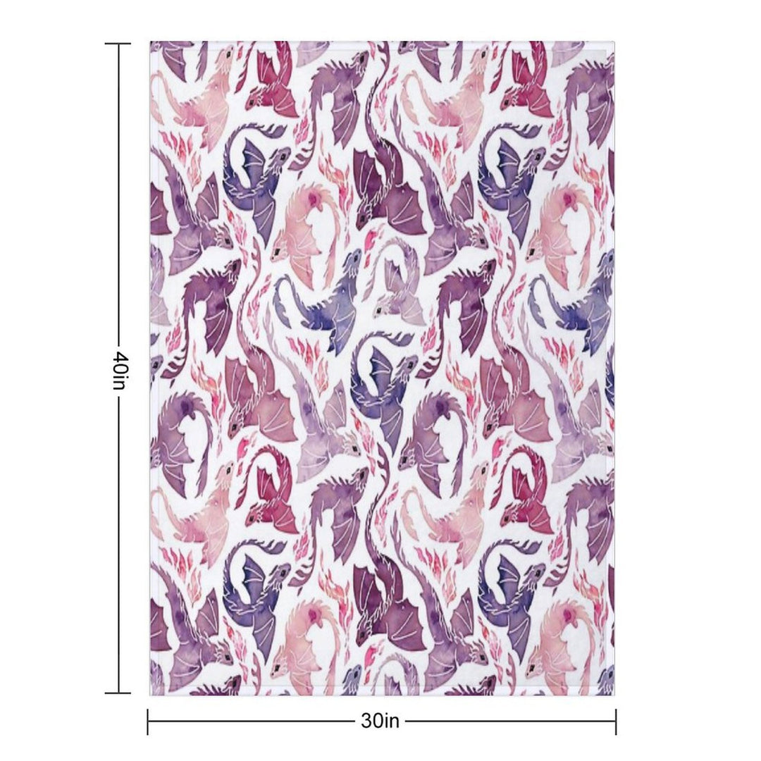Dragon Fire Pink & Purple Shrink-resistant Throw Blanket