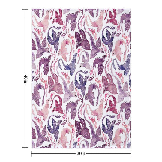 Dragon Fire Pink & Purple Shrink-resistant Throw Blanket
