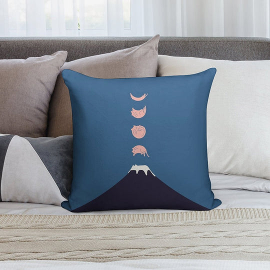 Cat Landscape 73 Soft Short Plush Fabric Throw Pillow