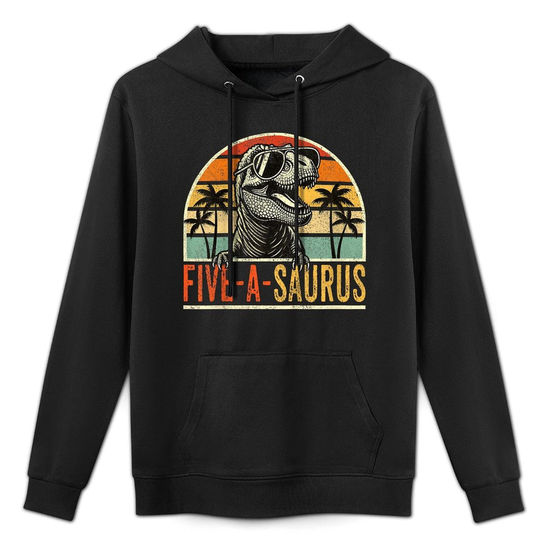 Kids 5 Year Old Dinosaur Birthday 5th T Rex Cute Dino Five Saurus Kangaroo Pocket Hoodie