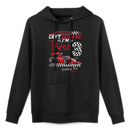 Can’t Catch Me I’m 3 Super Red Racing Car 3rd Birthday Unisex Design Hoodie