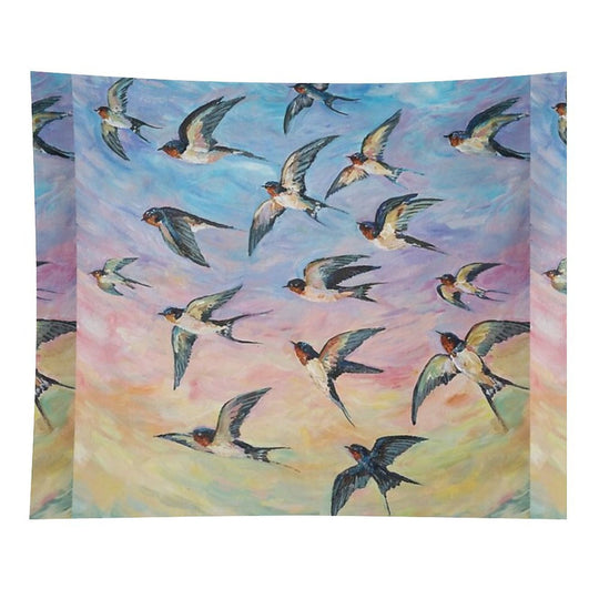 Barn Swallows Acrylic Painting Tapestry