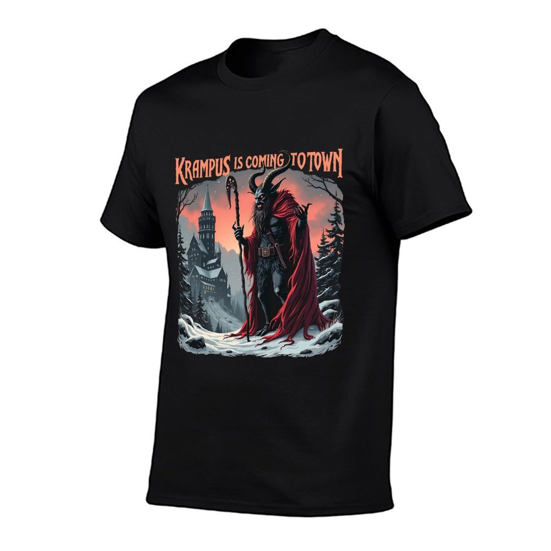 Krampus Is Coming To Town Christmas Xmas Horror Graphic  Easy-care T-Shirt