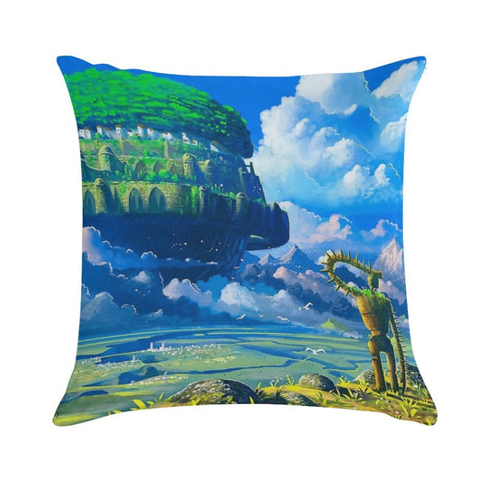 Castle over The Clouds Soft High-Density Material Throw Pillow