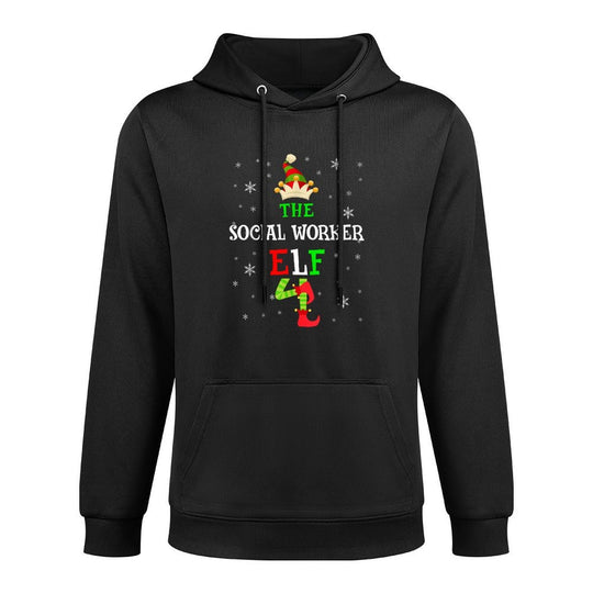 The Social Worker Elf Christmas Elf Matching Family Group Cotton-Polyester Blend Hoodie