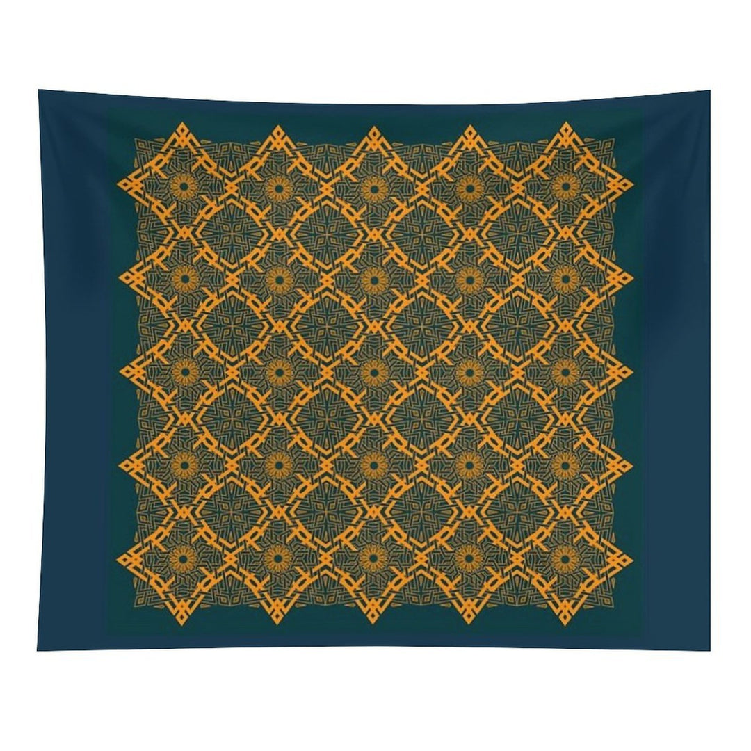 Harmonious Intertwined Lines Orange on Midnight Tapestry
