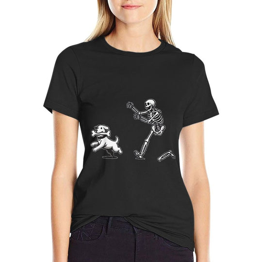 Skeleton Dog Halloween Skeleton Chasing Dog  Breathable T-Shirt
