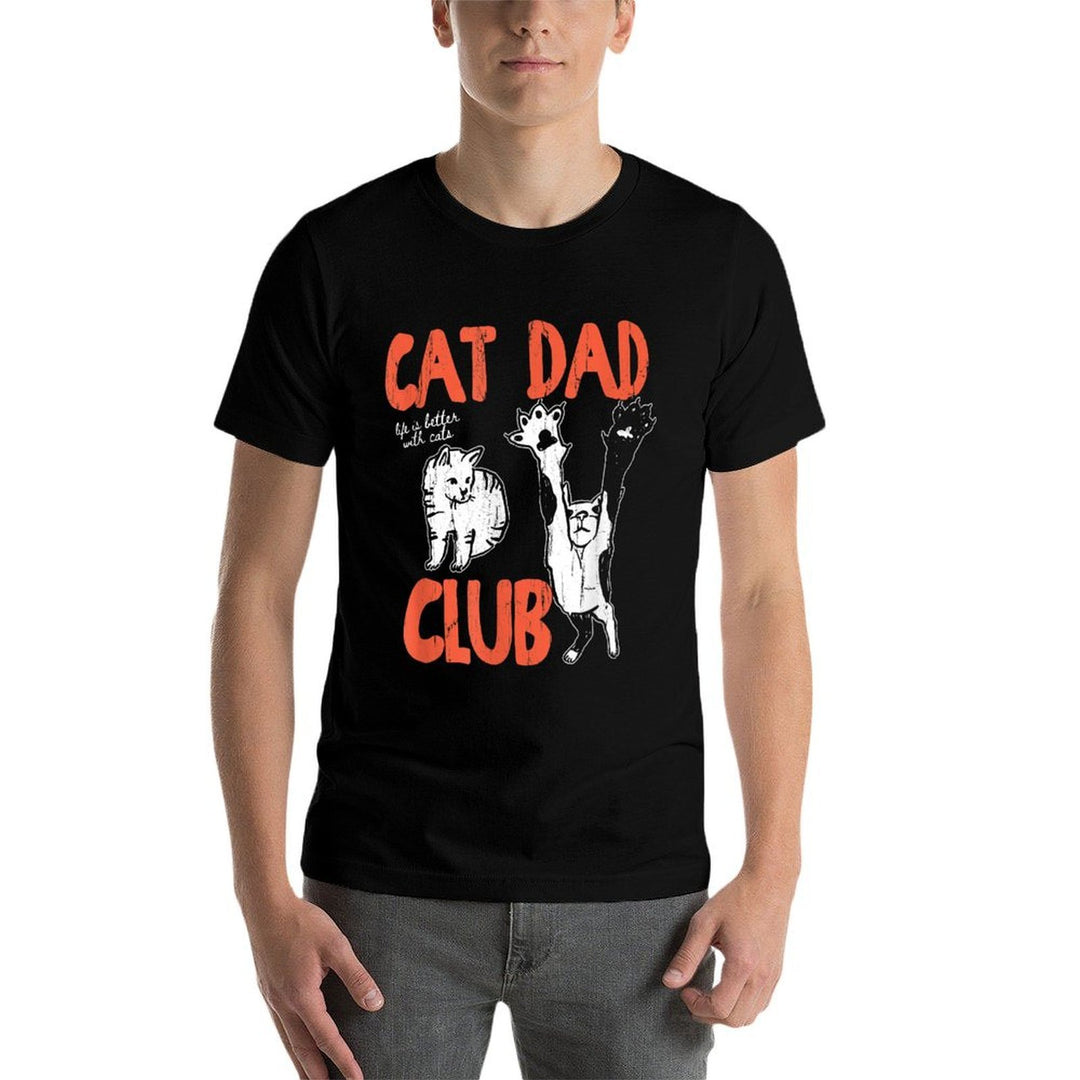 Cat Dad Club, Life Is Better with Cats, Cat Dad, Funny Cat  Polyester Blend T-Shirt