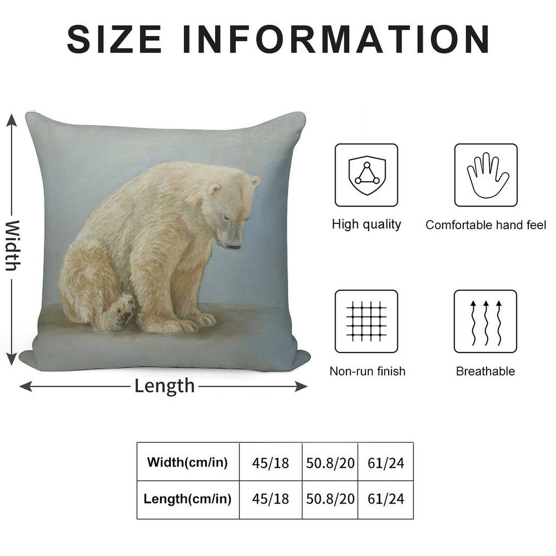 Polar Bear Sitting Soft Luxury Feel Throw Pillow