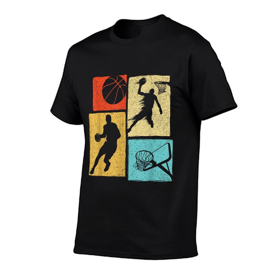 Basketball Players - Colorful Ball Hoop Sports Lover  Oversized Silhouette T-Shirt
