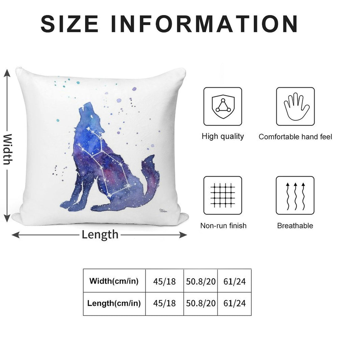 Galaxy Howling Wolf Soft Bedroom Essential Throw Pillow