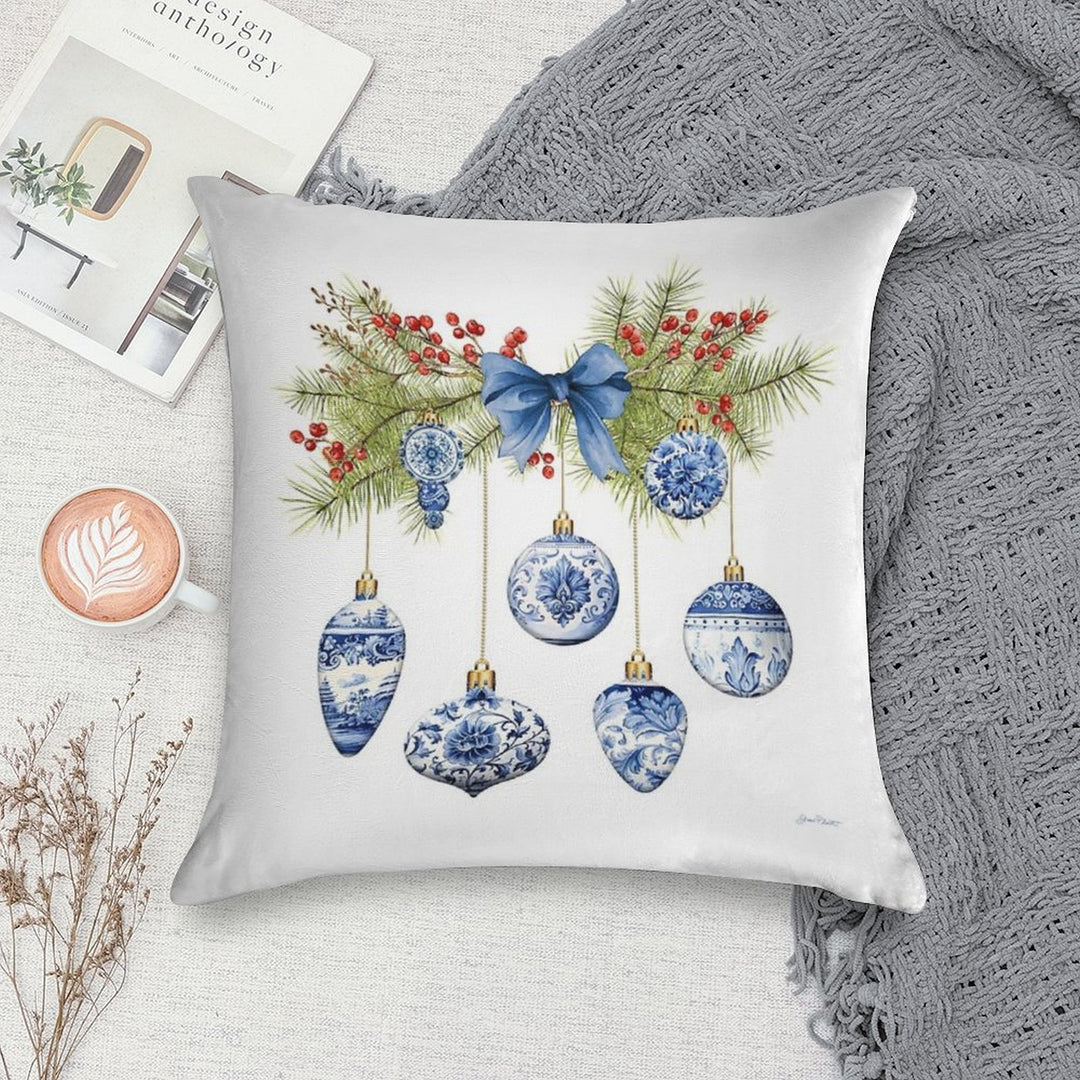 Blue Chinoiserie Christmas A Soft Washable Throw Pillow