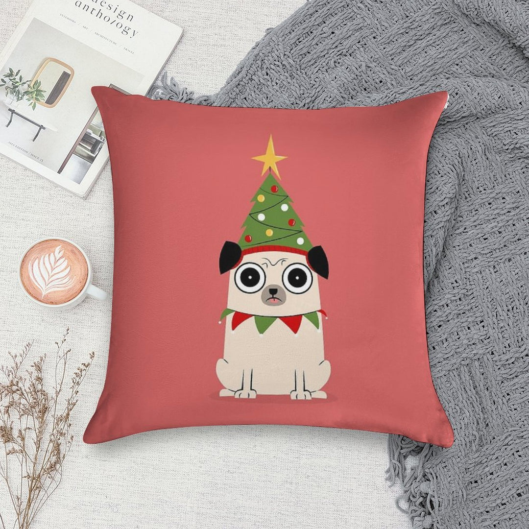 It's Christmas for Pug's Sake Soft High-Density Material Throw Pillow