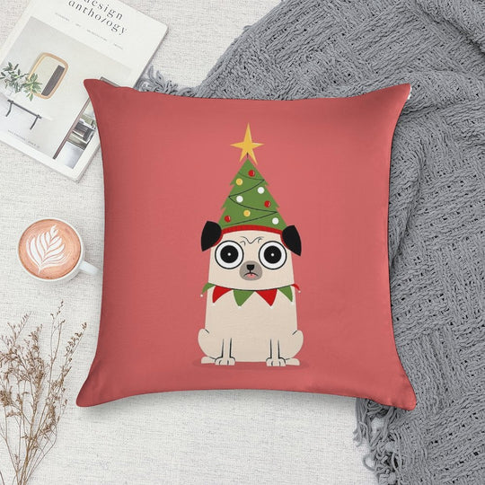 It's Christmas for Pug's Sake Soft High-Density Material Throw Pillow