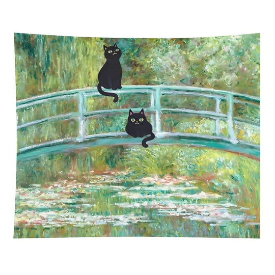 Monet's The Water Lily Pond Bridge with The Cats Tapestry
