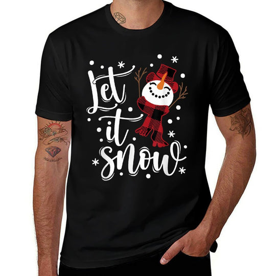 Snowmen Let It Snow Christmas Funny Family Matching Xmas  Rolled Sleeves T-Shirt