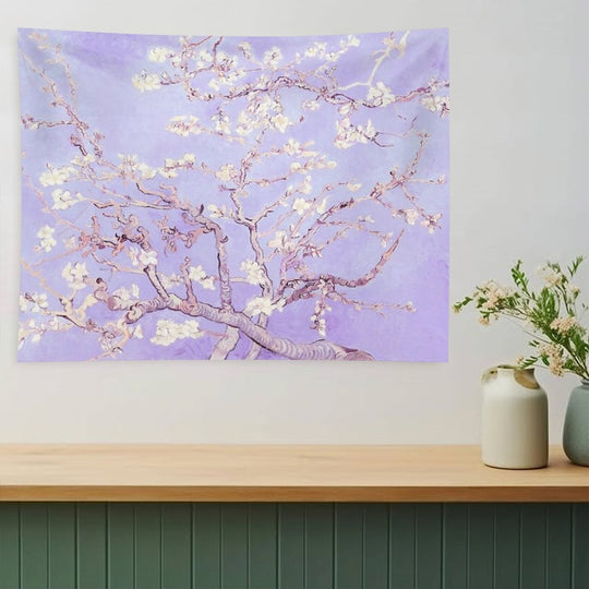 Vincent Van Gogh Almond Blossoms Lavender Tapestry