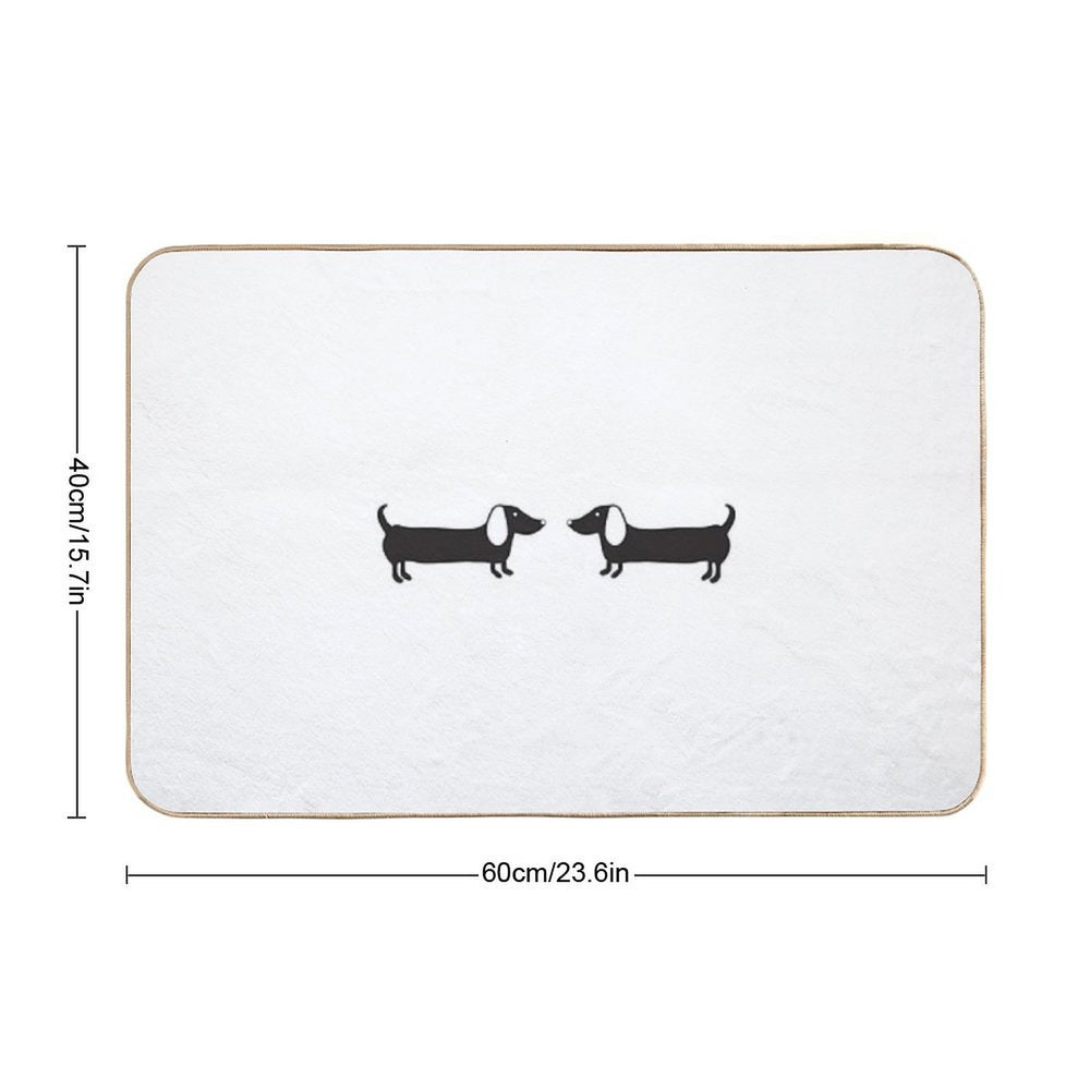 Couple of Dachshund Illustration in Black Durable Bath Mat