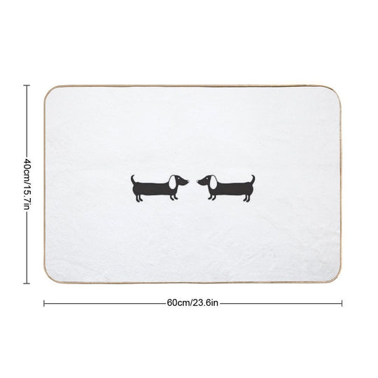 Couple of Dachshund Illustration in Black Durable Bath Mat
