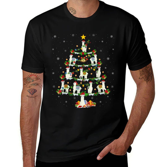 Holiday Xmas Lighting Santa Llama Christmas Tree  Durable T-Shirt