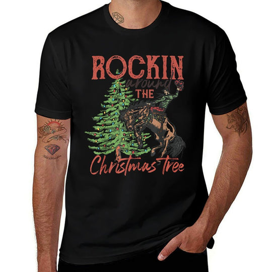 Funny Country Western Xmas Rockin Around The Christmas Tree  Soft T-Shirt
