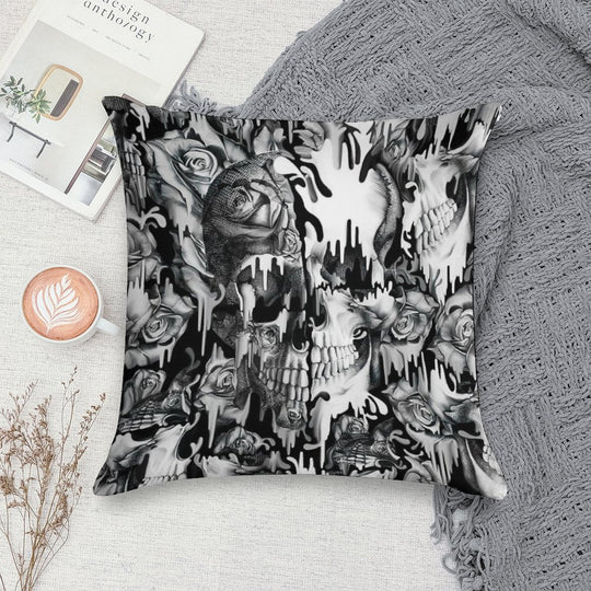 Gone in A Splash, Skull Pattern Soft Home Decor Throw Pillow
