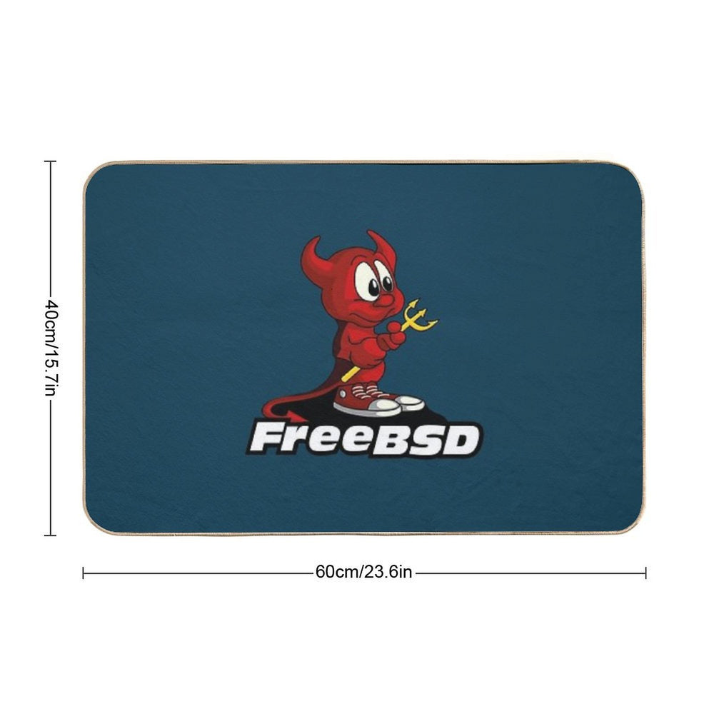Beastie (FreeBSD) + Text  Easy To Clean Bath Mat