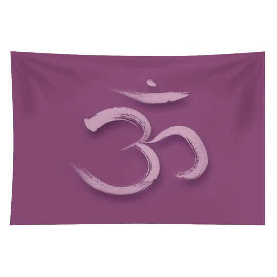 Sanskrit Om Or Aum Sacred Symbol of The Crown Chakra in Yoga Artistic Design in Purple Colors Art Print Tapestry
