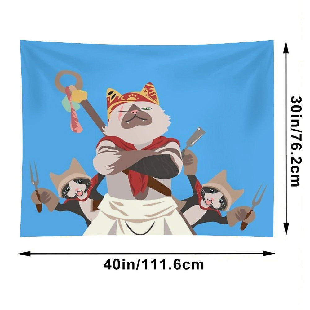 Meowscular Chef And His Crew Tapestry
