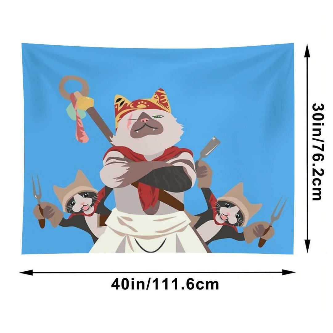 Meowscular Chef And His Crew Tapestry