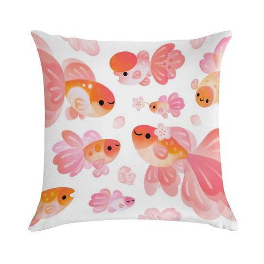 Cherry Blossom Goldfish 2 Soft Gift Ready Throw Pillow