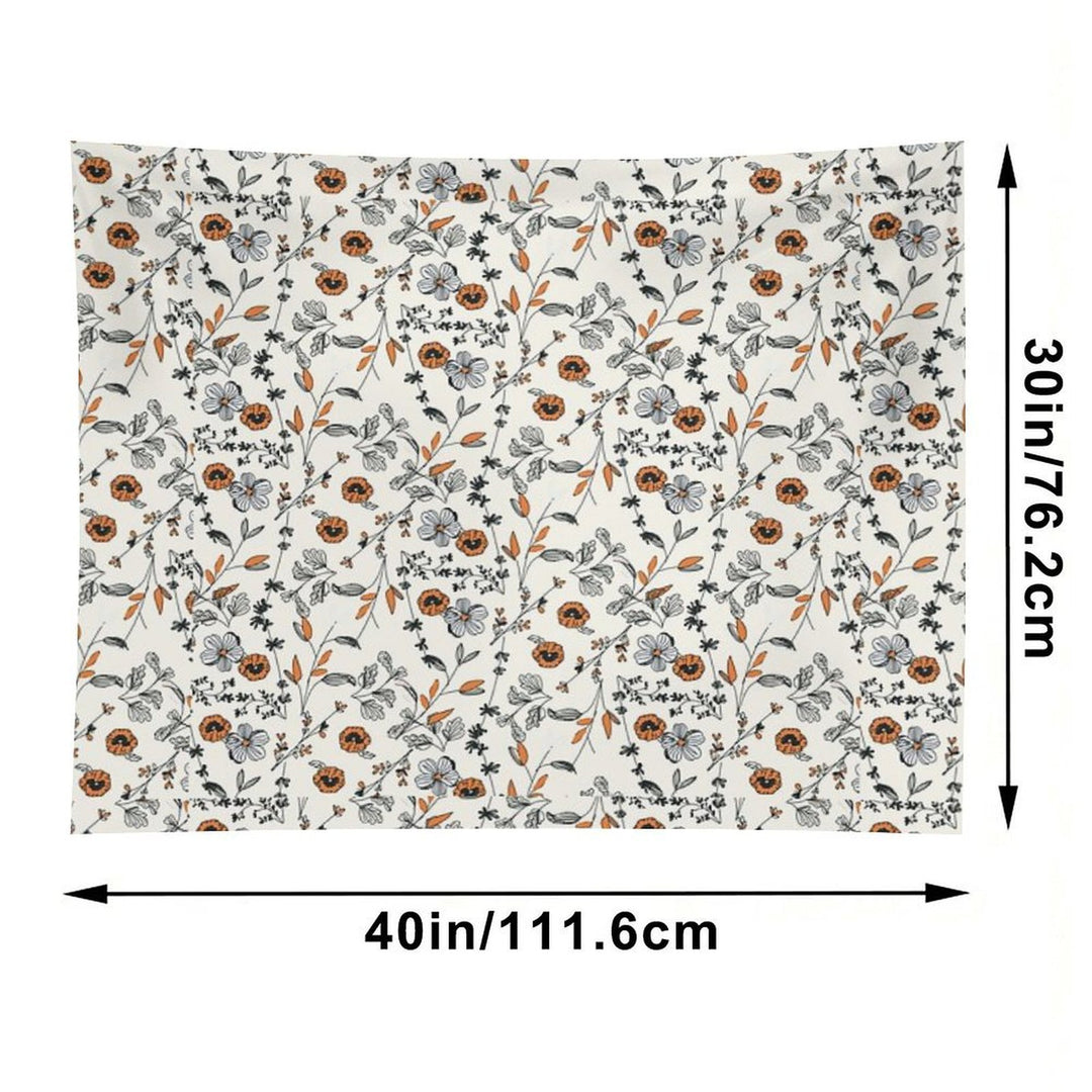 Orange Flower Pattern Tapestry