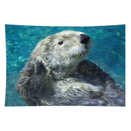 Adorable Sea Otter Cute Blue Water Tapestry