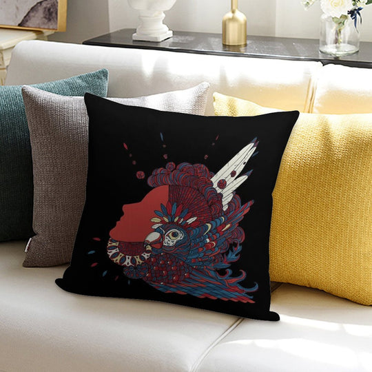 A Girl with Feathers in Her Hair Soft Reinforced Edging Throw Pillow