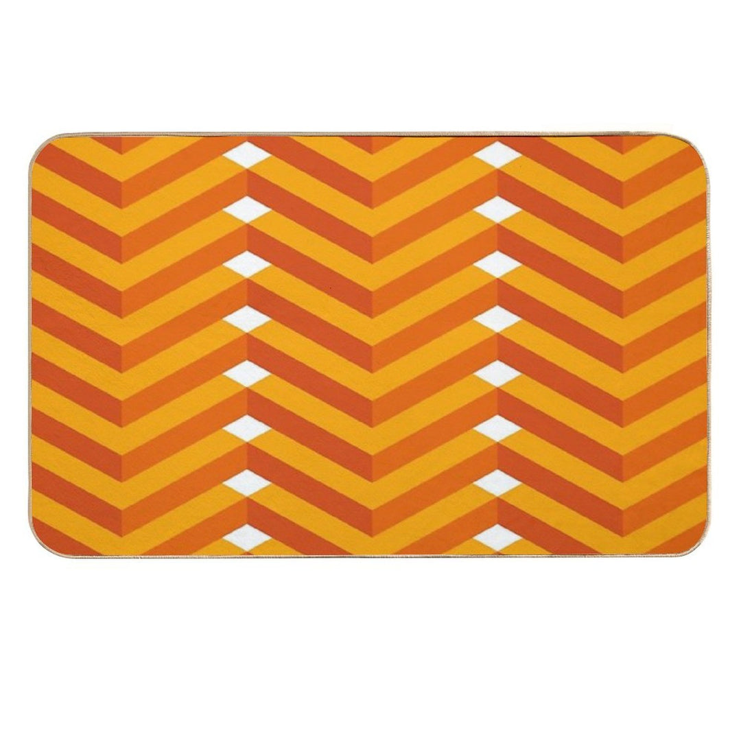 Desert Orange And Yellow Isometric Chevron on White Geometric Pattern  High-Traffic Bath Mat