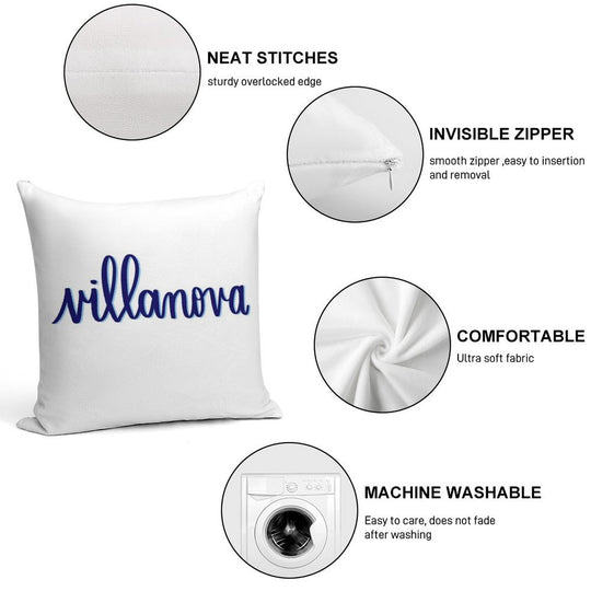 Villanova Simple Cursive Design Soft Anti-Pilling Throw Pillow