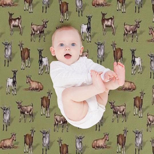 Tiny Goats on Green - Goat Herd Pattern Versatility Throw Blanket