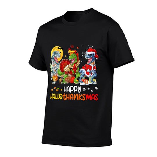 Happy Hallothanksmas Thanksgiving Dinosaur T Rex Turkey  Soft T-Shirt
