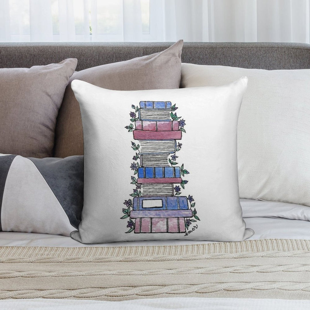 Flowery Books Soft Home Decor Throw Pillow