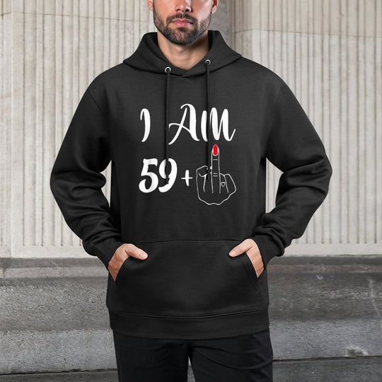 Funny 60th Birthday Gift - I'm 59+1 Middle Finger Rude Machine Washable Hoodie