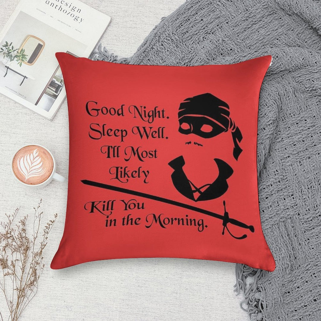 Good Night Soft Short Plush Fabric Throw Pillow