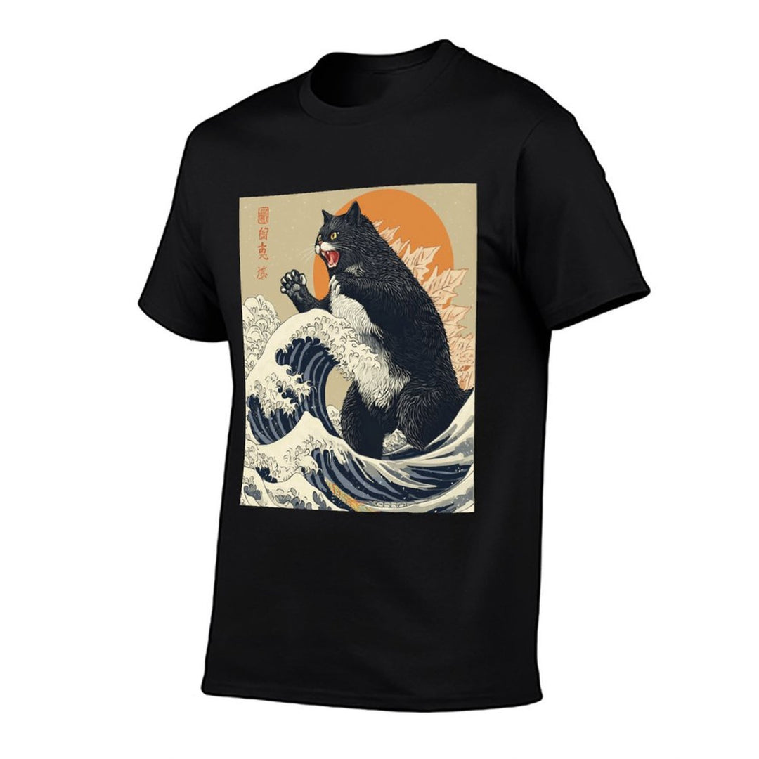Catzilla Cat Japanese Art Funny Cat For Men Women Kid Comfortable T-Shirt