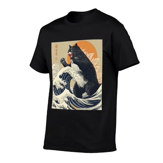 Catzilla Cat Japanese Art Funny Cat For Men Women Kid Comfortable T-Shirt