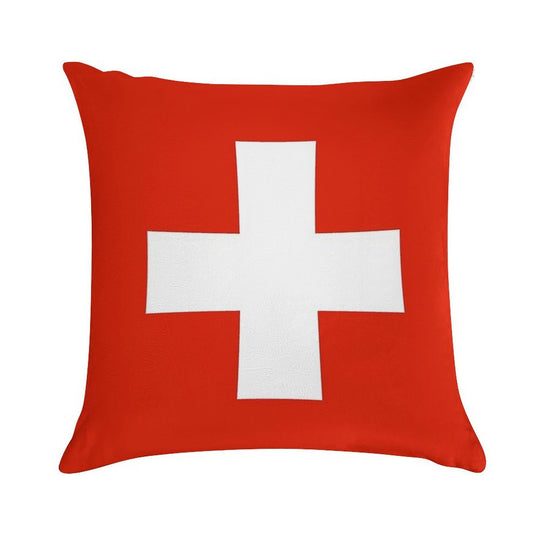 Flag of Switzerland Soft Short Plush Fabric Throw Pillow