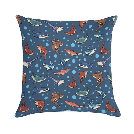 Sharks in The Dark Blue Soft Luxury Feel Throw Pillow